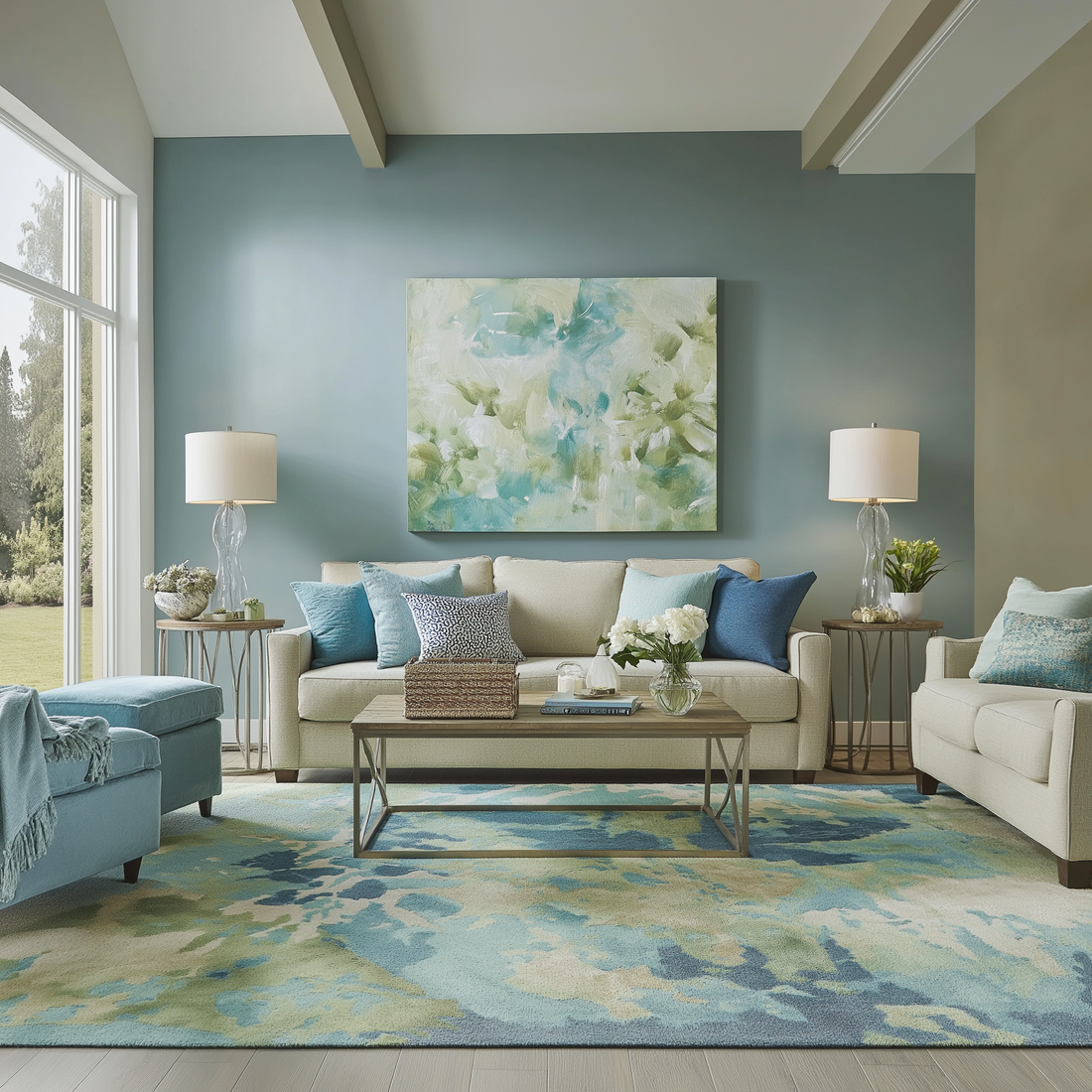 How to Style a Sage & Blue Living Room in 2024